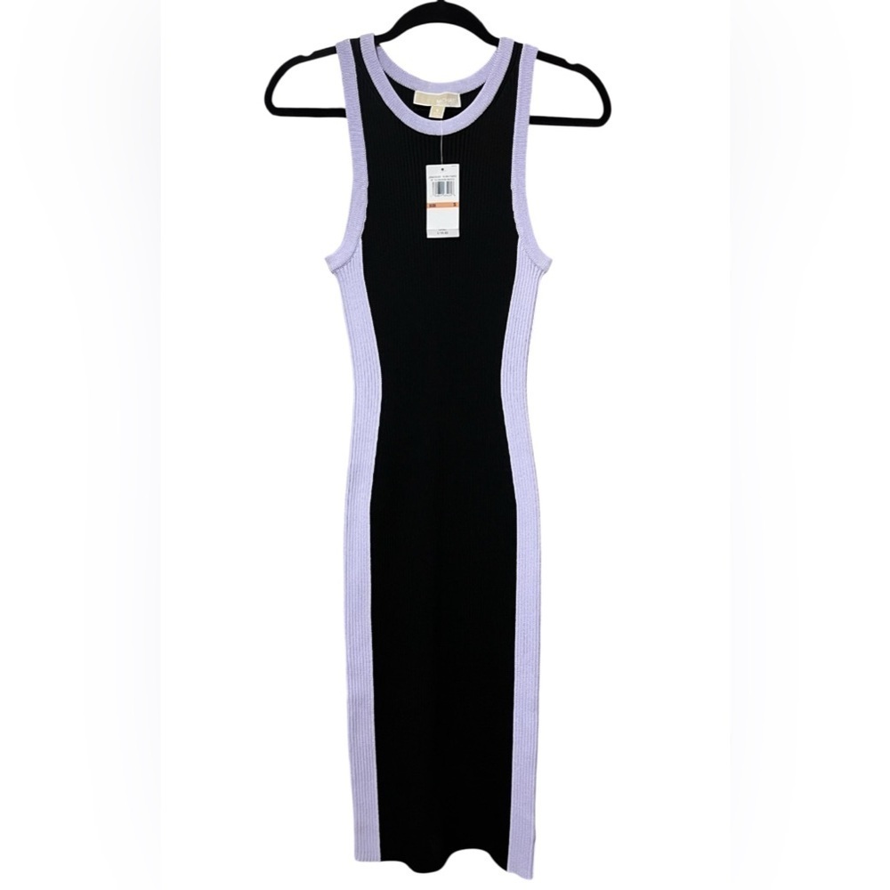 NWT Michael Kors Purple Black Sleeveless Stretch Bodycon Maxi Dress Size S
